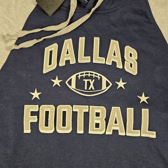 New Dallas Cowboys Hoodie Men's Size Medium Navy Gray Fleece Drawstring Football - Picture 4 of 10